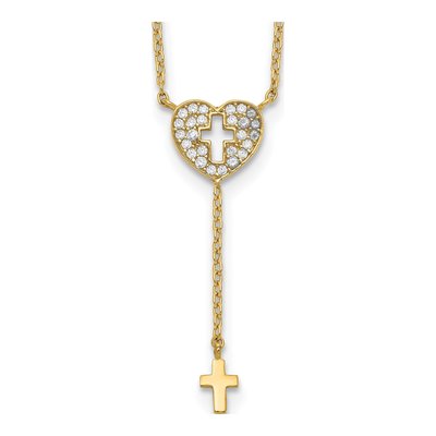 14K Yellow Gold CZ Heart Necklace