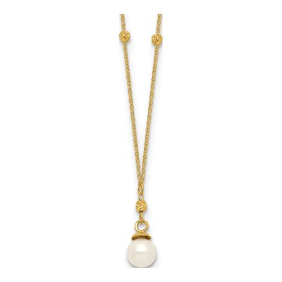 14K Yellow Gold Freshwater Cultured Pearl Pendant Necklace