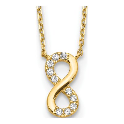14K Yellow Gold CZ Infinity Necklace