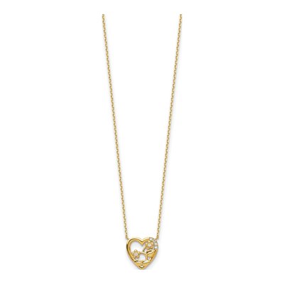 14K Yellow Gold CZ Heart Necklace – view 3