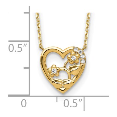 14K Yellow Gold CZ Heart Necklace – view 4
