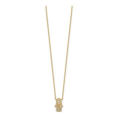 14K Yellow Gold CZ Hamas Necklace – view 3