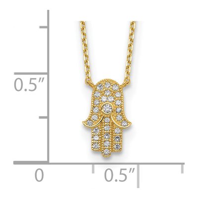 14K Yellow Gold CZ Hamas Necklace – view 4