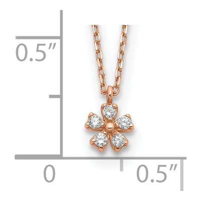 14K Rose Gold CZ Flower Necklace – view 4
