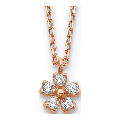 14K Rose Gold CZ Flower Necklace