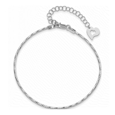 14K White Gold 1.5mm Round Twisted Omega Chain Bracelet – view 2