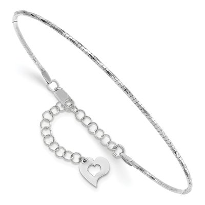 14K White Gold 1.5mm Round Twisted Omega Chain Bracelet
