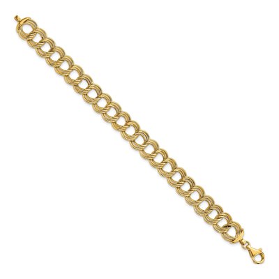 14K Yellow Gold 11.8mm Fancy Triple Link Chain Bracelet – view 3