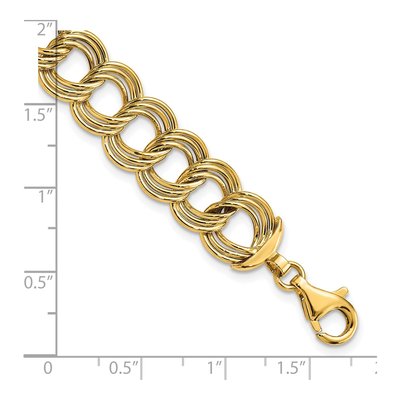 14K Yellow Gold 11.8mm Fancy Triple Link Chain Bracelet – view 4