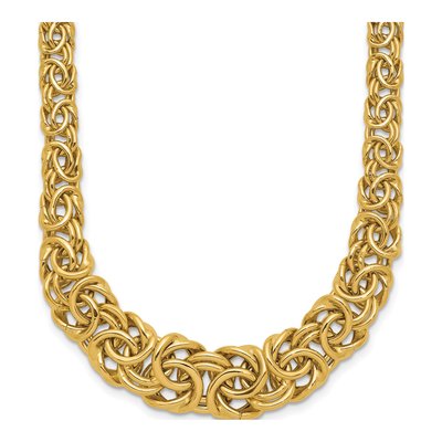 14K Yellow Gold Graduated Byzantine Necklace