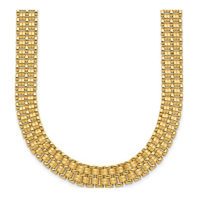 14K Yellow Gold Basket Weave Mesh Necklace