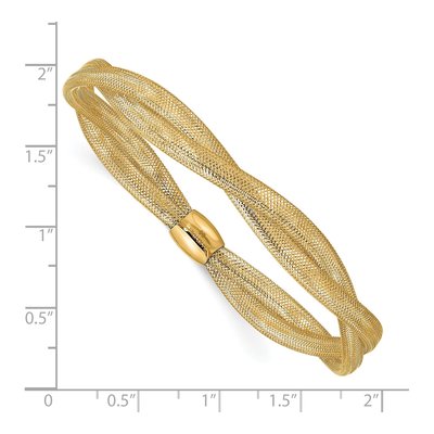 14K Yellow Gold Twisted Mesh Stretch Bracelet – view 4
