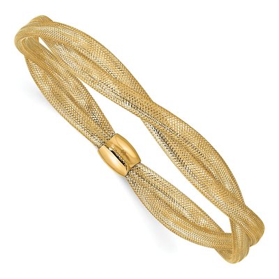 14K Yellow Gold Twisted Mesh Stretch Bracelet