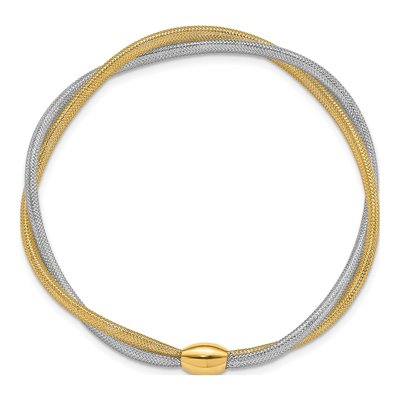 14K Yellow Gold Woven Mesh Stretch Bracelet – view 4