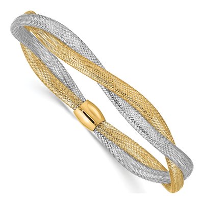 14K Yellow Gold Woven Mesh Stretch Bracelet
