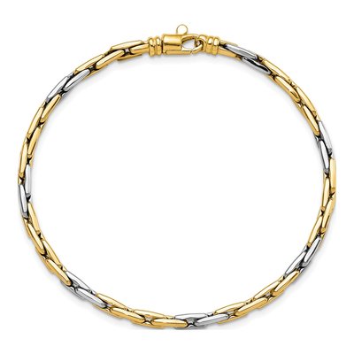 14K Two-Tone Gold 3.1mm Fancy Link Chain Bracelet – view 5