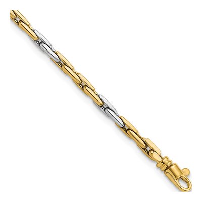 14K Two-Tone Gold 3.1mm Fancy Link Chain Bracelet