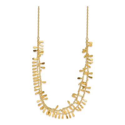 14K Yellow Gold Polished Double Strand Fancy Link W/2 In Ext. Necklace – view 3