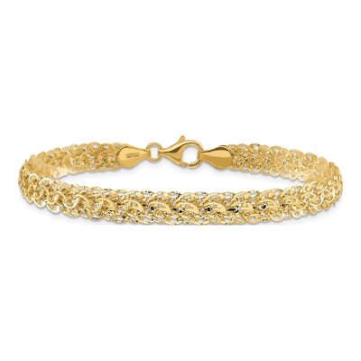 14K Yellow Gold 6.5mm Diamond-Cut Fancy Link Chain Bracelet – view 4