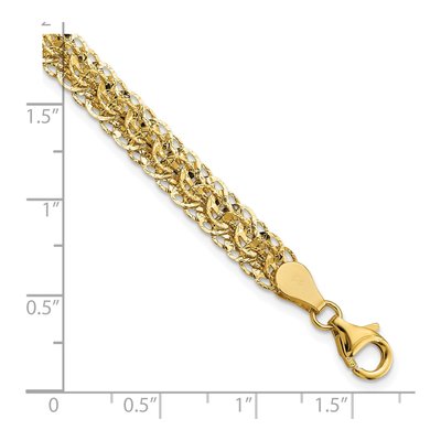 14K Yellow Gold 6.5mm Diamond-Cut Fancy Link Chain Bracelet – view 5