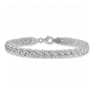 14K White Gold 6.5mm Diamond-Cut Fancy Link Chain Bracelet – view 4
