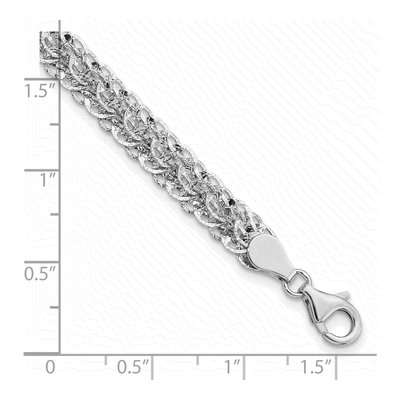 14K White Gold 6.5mm Diamond-Cut Fancy Link Chain Bracelet – view 5