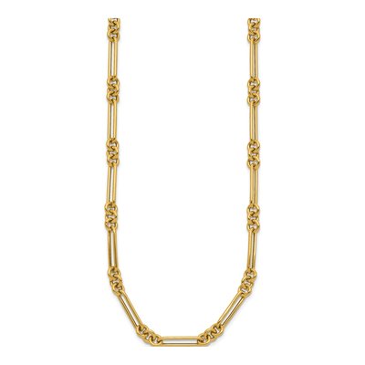 14K Yellow Gold Fancy Figaro Link Necklace, 17.5 In – view 3