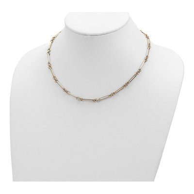 14K Yellow Gold Fancy Figaro Link Necklace, 17.5 In – view 4