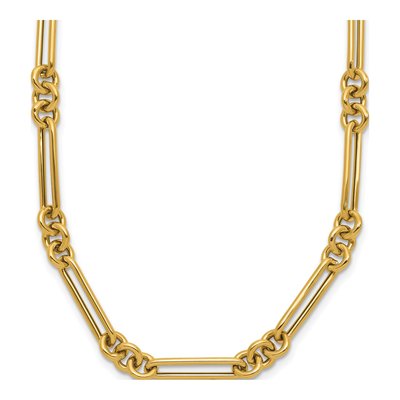 14K Yellow Gold Fancy Figaro Link Necklace