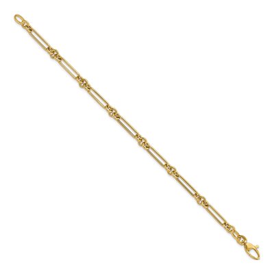 14K Yellow Gold 5.2mm Figaro Fancy Link Chain Bracelet – view 3