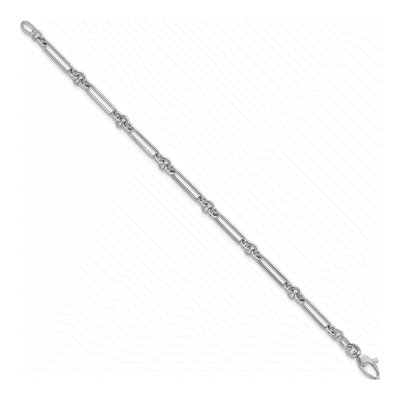 14K White Gold 5.2mm Figaro Fancy Link Chain Bracelet – view 3