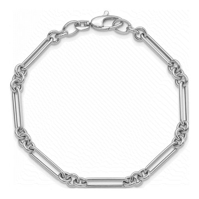 14K White Gold 5.2mm Figaro Fancy Link Chain Bracelet – view 4