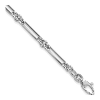 14K White Gold 5.2mm Figaro Fancy Link Chain Bracelet
