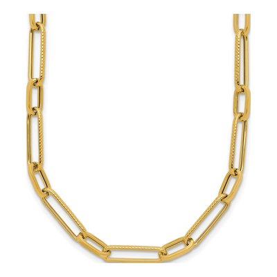 14K Yellow Gold Fancy Long Link Necklace