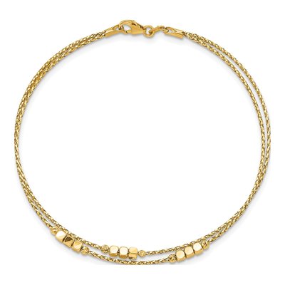 14K Yellow Gold Diamond-Cut Beaded Bracelet – view 4