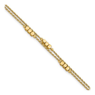 14K Yellow Gold Diamond-Cut Beaded Bracelet