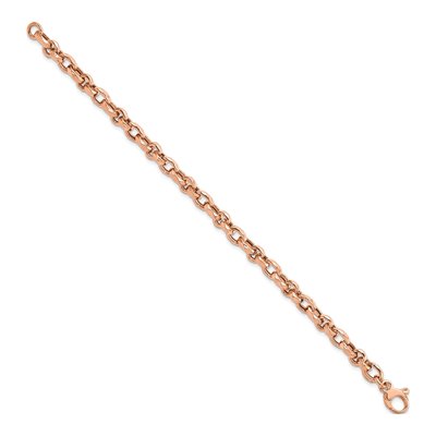 14K Rose Gold 6.3mm Faceted Link Chain Bracelet – view 3