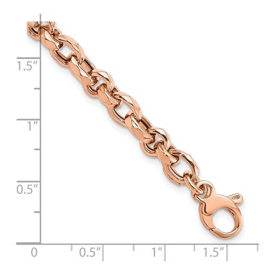 14K Rose Gold 6.3mm Faceted Link Chain Bracelet – view 4