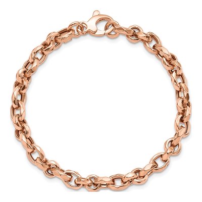 14K Rose Gold 6.3mm Faceted Link Chain Bracelet – view 5