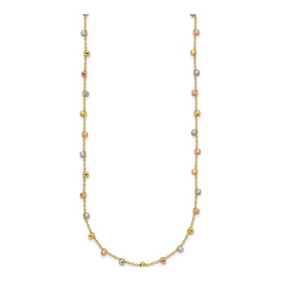 14K Tri-Color Gold Beaded Fancy Necklace – view 3