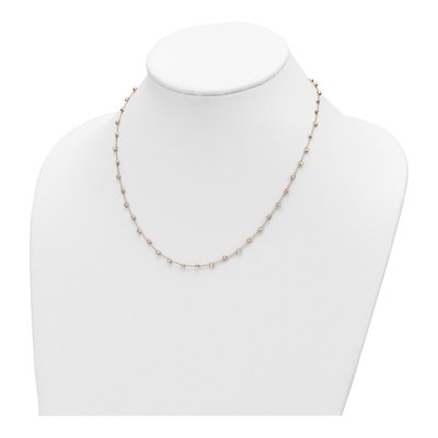 14K Tri-Color Gold Beaded Fancy Necklace – view 4