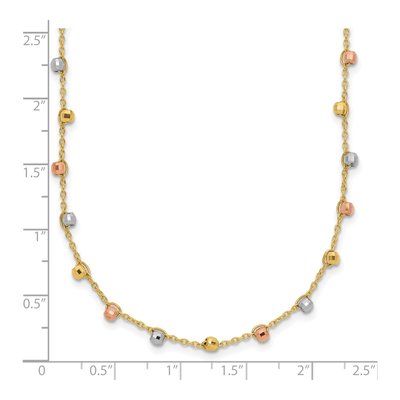 14K Tri-Color Gold Beaded Fancy Necklace – view 5