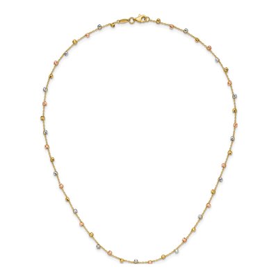 14K Tri-Color Gold Beaded Fancy Necklace – view 6