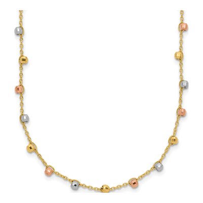 14K Tri-Color Gold Beaded Fancy Necklace