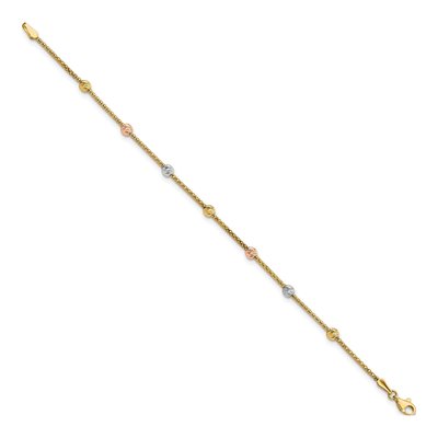 14K Tri-Color Gold Beaded Mesh Station Bracelet – view 3