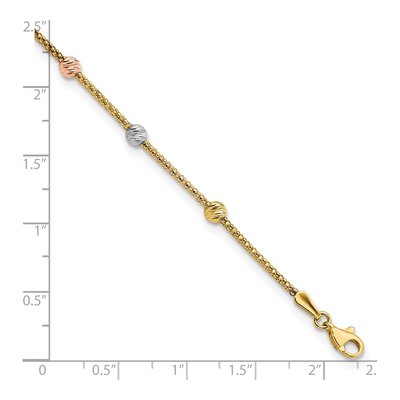 14K Tri-Color Gold Beaded Mesh Station Bracelet – view 4