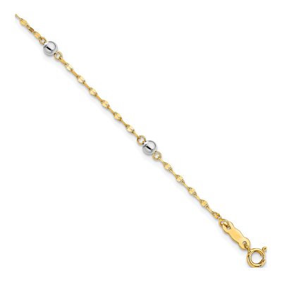 14K Two-Tone Gold Beaded Bracelet