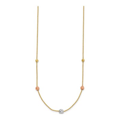 14K Tri-Color Gold Beaded Station Necklace – view 3