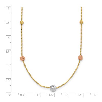 14K Tri-Color Gold Beaded Station Necklace – view 5