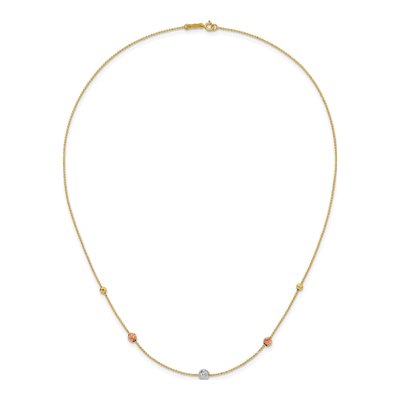 14K Tri-Color Gold Beaded Station Necklace – view 6